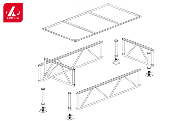 Movable 6061 Aluminum Stage Platform Assemble Adjustable 1.4m Height