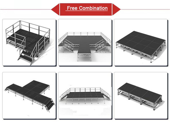 Movable 6061 Aluminum Stage Platform Assemble Adjustable 1.4m Height