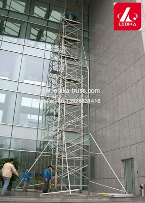 12m Height Movable Aluminum Scaffolding Tower Black Silver Color
